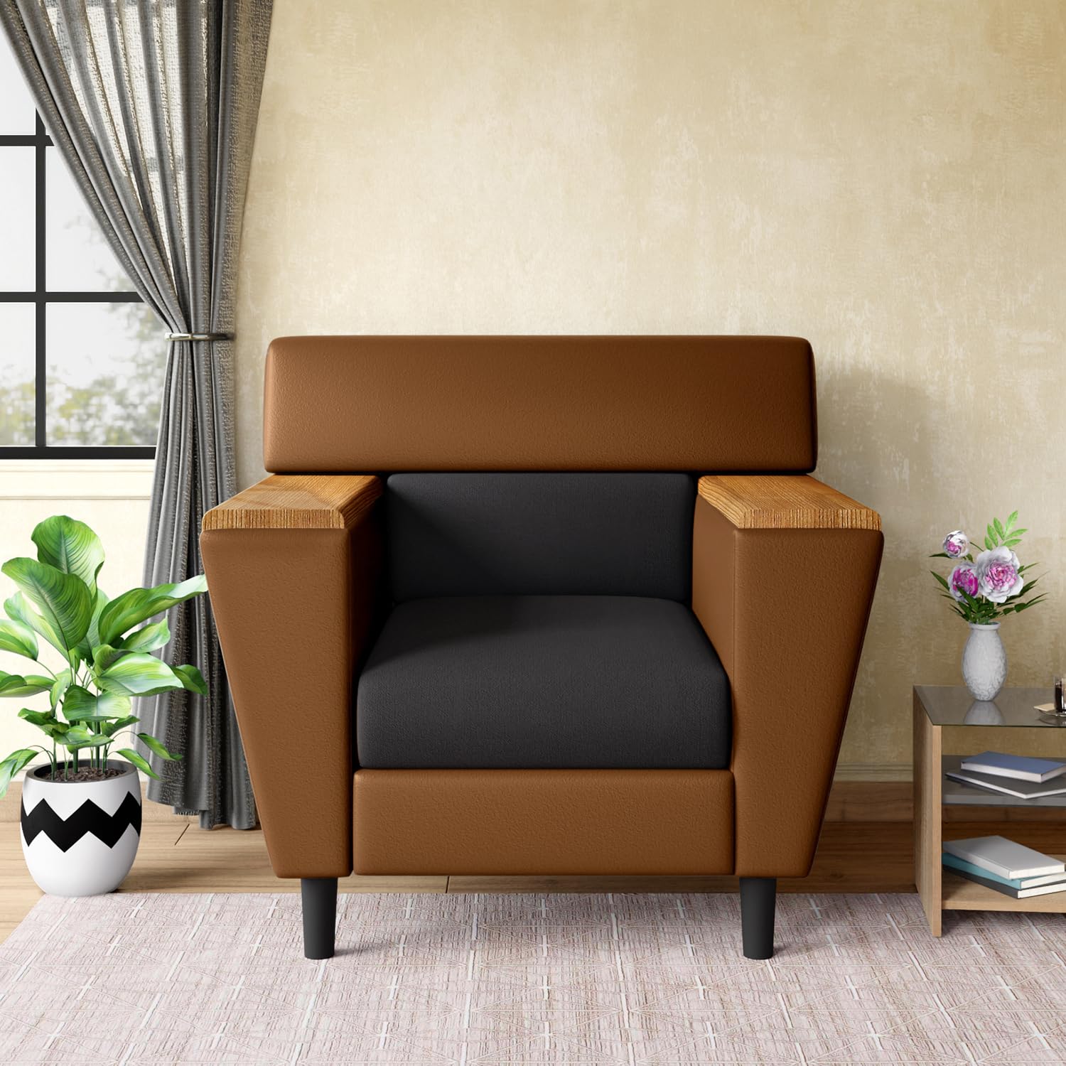 Interio by Godrej Vertex 1-Seater Fabric Sofa (3-Years Warranty